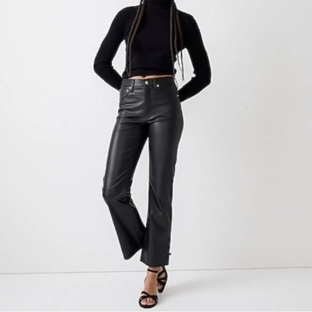 J. Crew High-rise slim demi-boot pant faux leather Women’s Size 27 Black